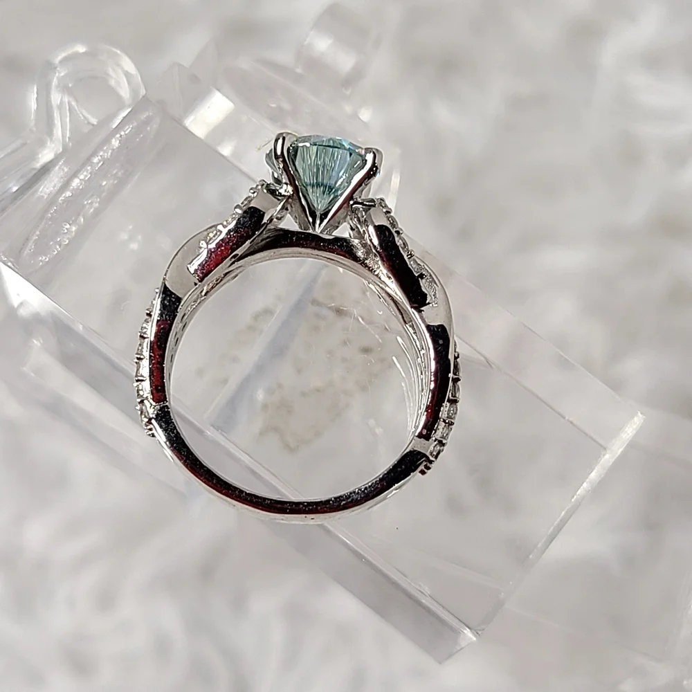 Moissanite 3 Carat Blue Solitare Ring